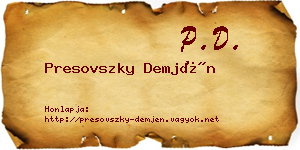 Presovszky Demjén névjegykártya